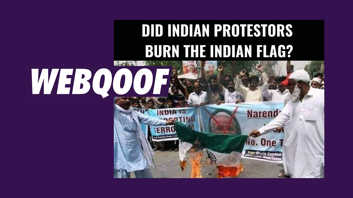 The flag was burnt by Pak protesters who were angry about PM Modi’s remarks made in 2015.
