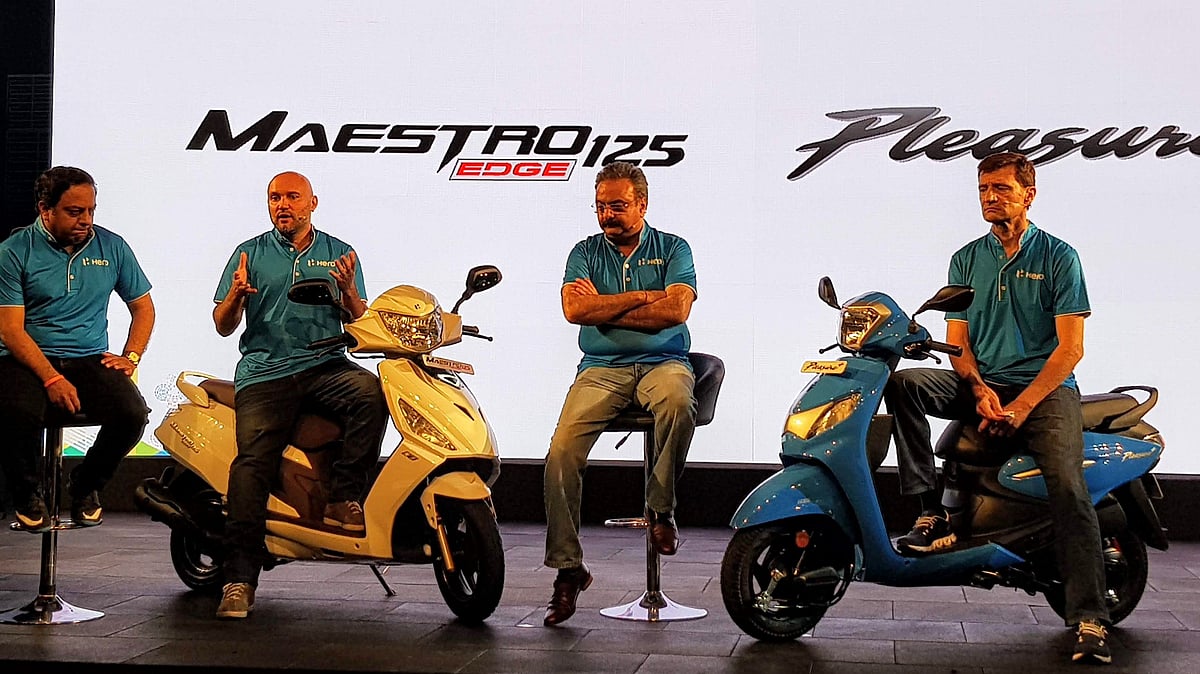 The Hero Maestro Edge 125 (left) and Hero Pleasure+ have been updated with bigger engines. 