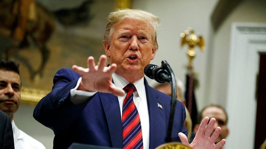 Donald Trump speaks during a event on medical billing in the Roosevelt Room of the White House.