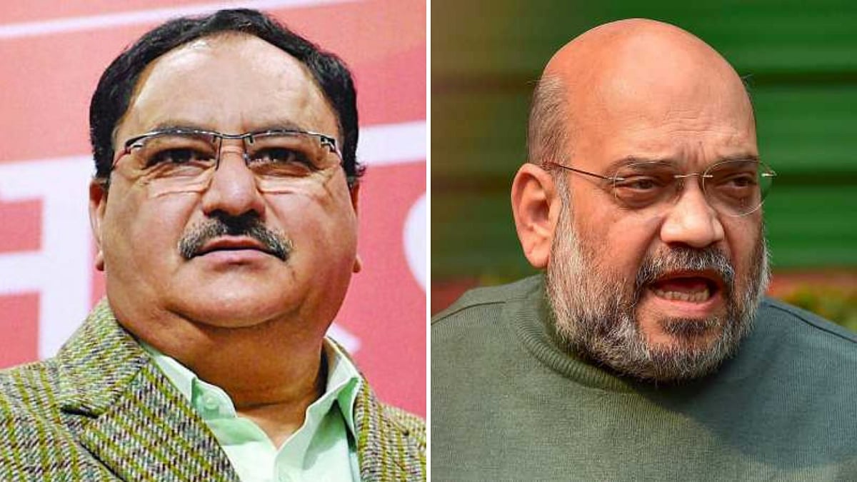 BJP leader JP Nadda and the new Cabinet Minister, Amit Shah.