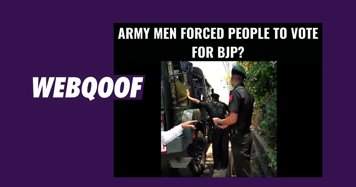 Image accompanying The video shows Indian Army forcing people to vote for the Bharatiya Janata Party (BJP) during 2019 Lok Sabha Elections.