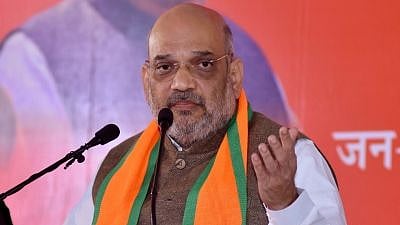 Jaipur: BJP chief Amit Shah addresses a press conference in Jaipur, on Dec 5, 2018. 