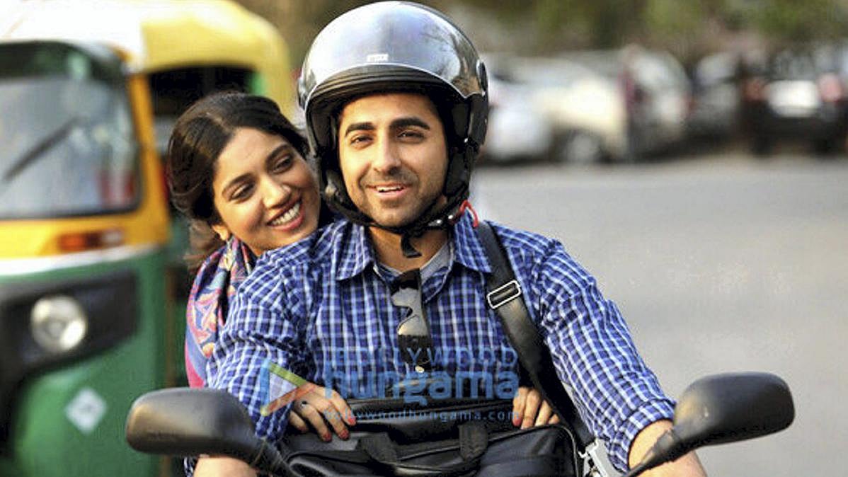 Ayushmann Khurrana and Bhumi Pednekar in a still from <i>Shubh Mangal Saavdhan</i>.