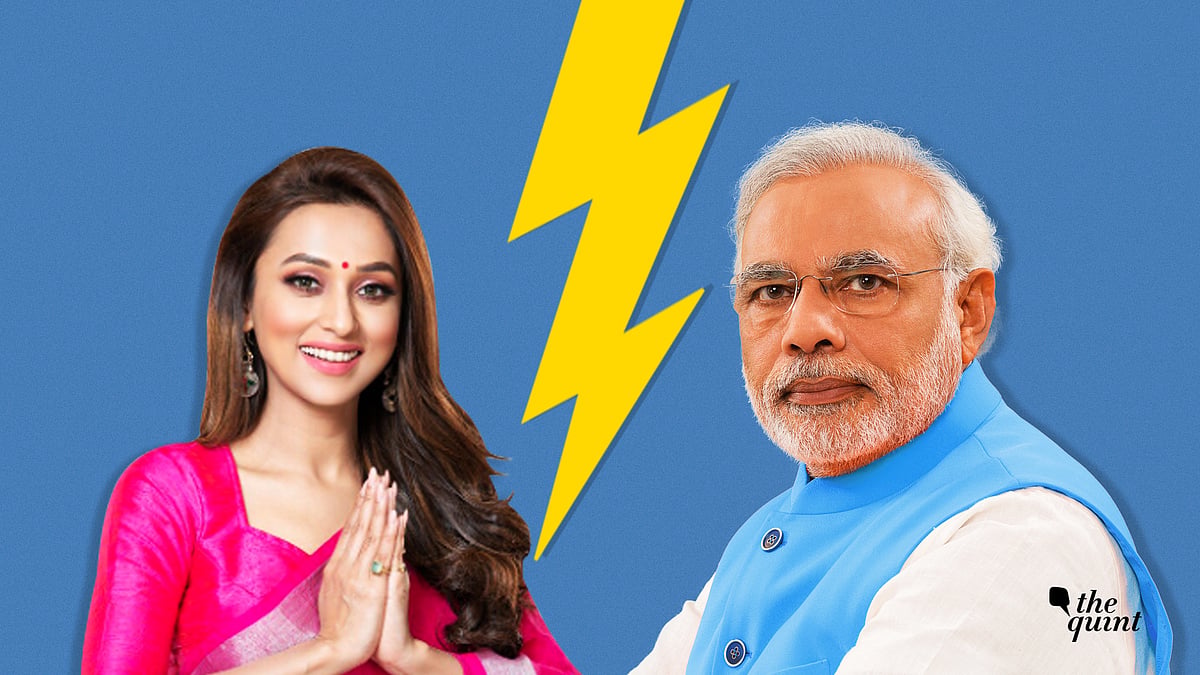 Image of Bengal MP Mimi Chakraborty and PM Modi used for representational purposes.