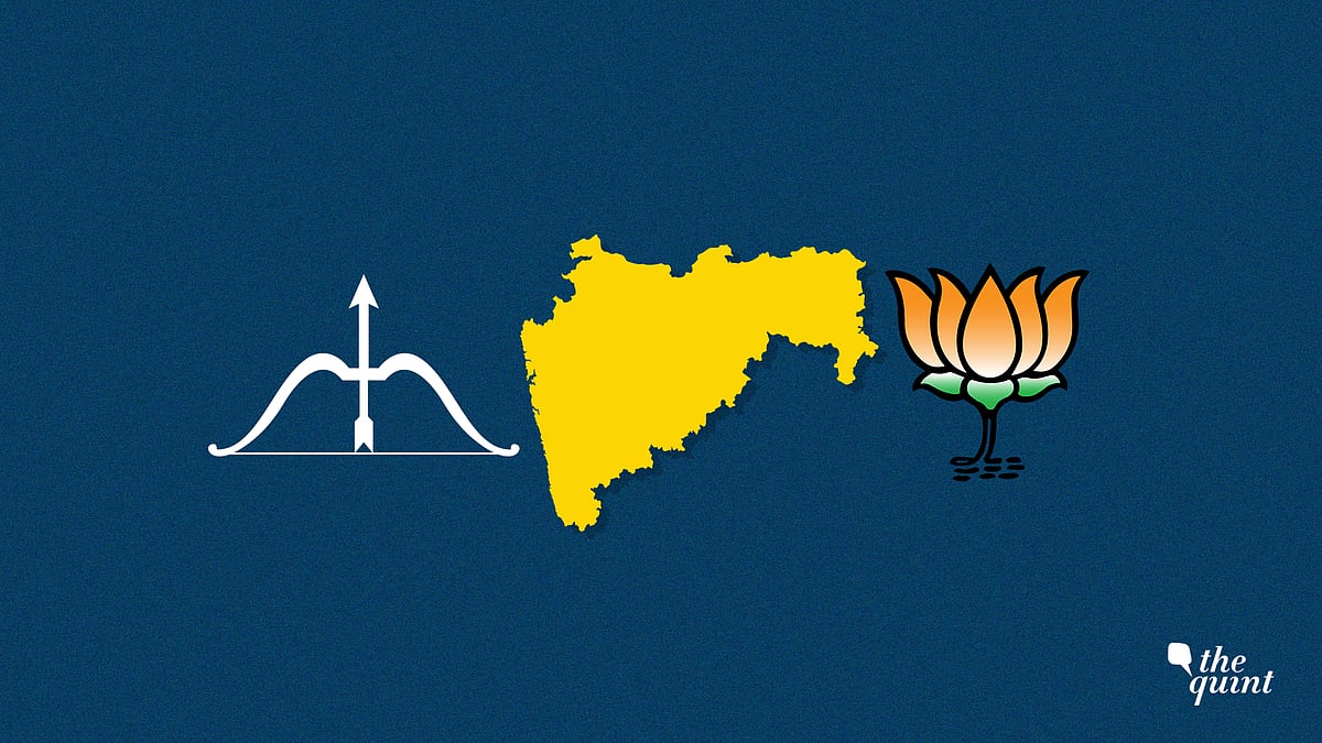 Image of Maharashtra map and Shiv Sena symbol (L) and BJP symbol (R) used for representational purposes. 