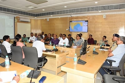 Bhubaneswar: Chief Secretary A P Padhi presides over a meeting state level meeting to deal with cyclone Fani as the severe cyclonic storm is heading to make a landfall on the state