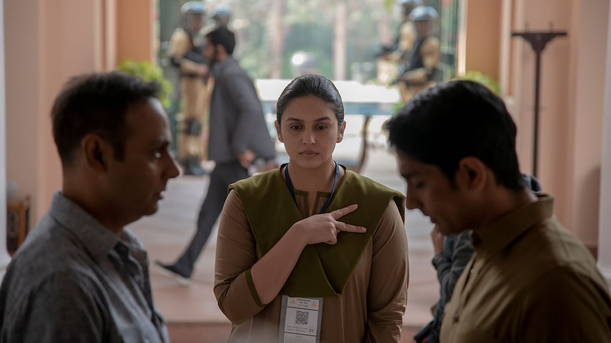 Huma Qureshi in a still from Netflix series <i>Leila</i>.