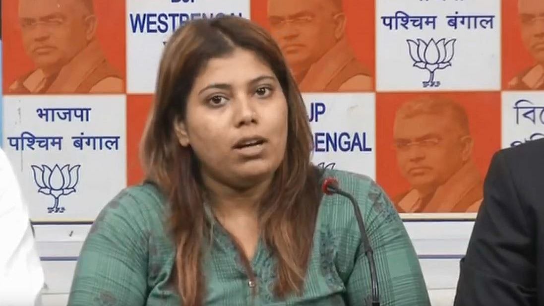 Bharatiya Janata Yuva Morcha worker Priyanka Sharma addresses media after her release from jail.