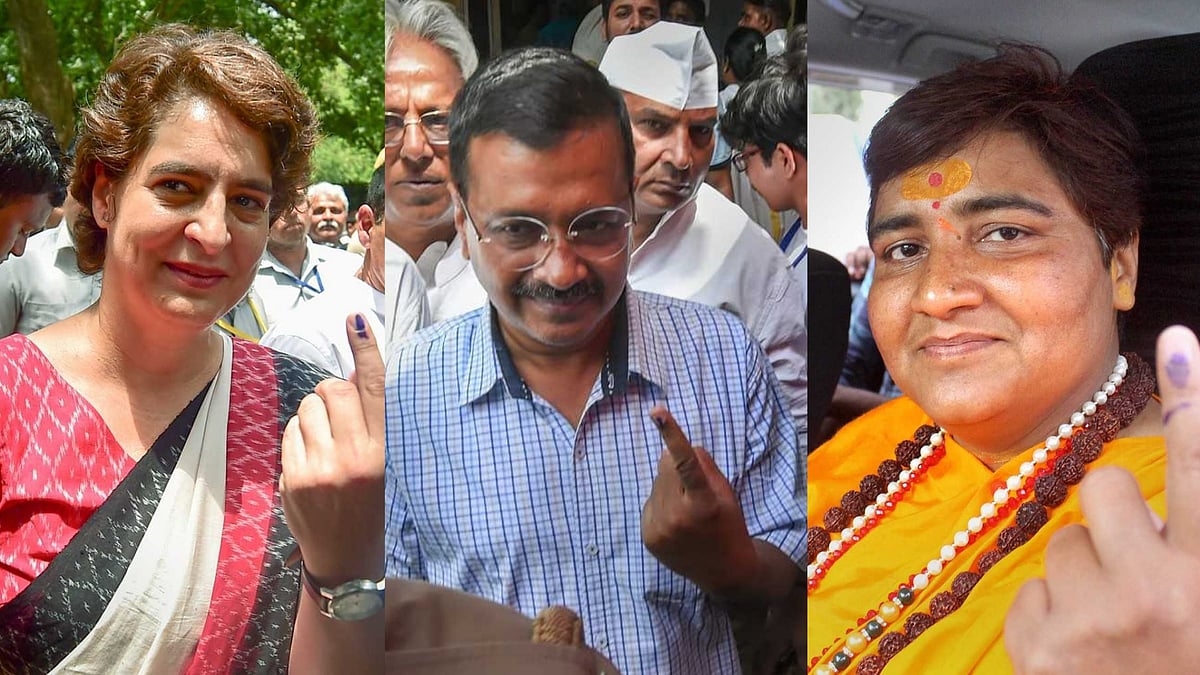 Priyanka Gandhi, Arvind Kejriwal and Pragya Thakur.