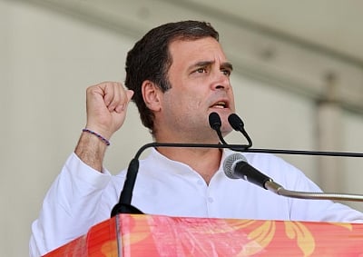 Una: Congress President Rahul Gandhi addresses a public rally in Una, Himachal Pradesh on May 10, 2019. (Photo: IANS)