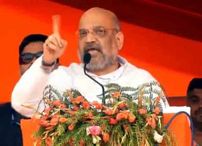 Charkhi Dadri: BJP chief Amit Shah addresses a public rally in Charkhi Dadri, Haryana, on May 10, 2019. (Photo: IANS)