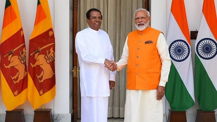 PM Narendra Modi with Sri Lanka President Maithripala Sirisena. 