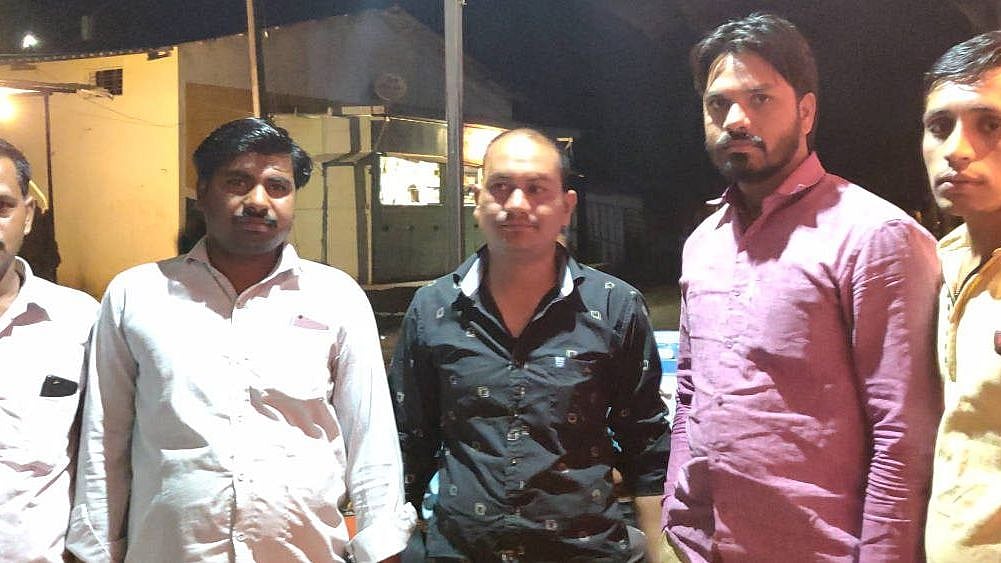 “Modiji said he would double our incomes…where are the achhe din [good days]?” asks Hridesh Gaur (centre), 34, a farmer from Bhopal district. This traditional BJP stronghold is also angry with the Congress for not keeping its promise of waiving all loans of up to Rs 2 lakh.