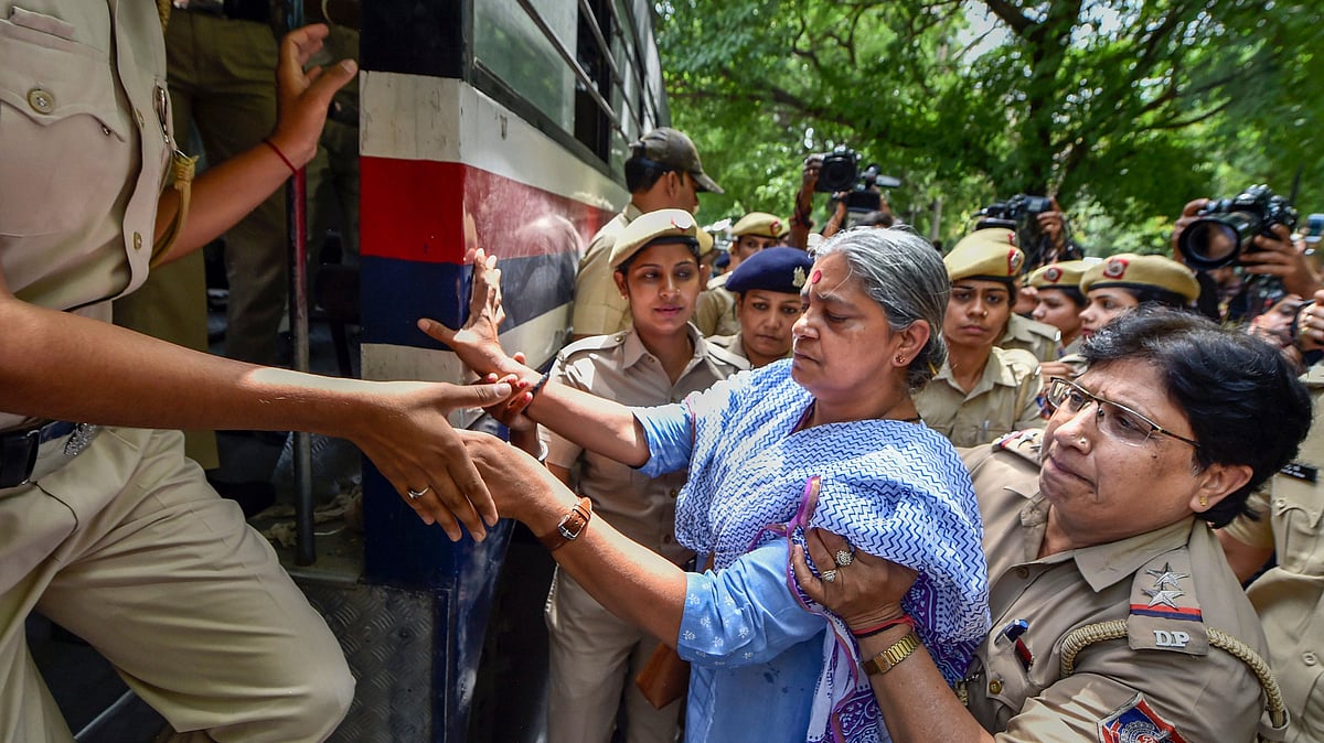 Protestors detained at demonstration against clean chit to CJI Gogoi.