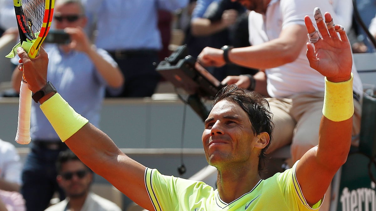 Defending champion Rafael Nadal beat German qualifier Yannick Hanfmann in the first round at Roland Garros.