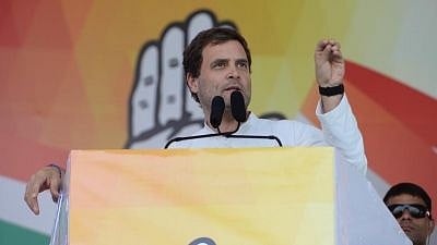File image of Congress President Rahul Gandhi, seen addressing a public meeting in Odisha.