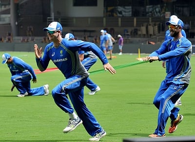 Australian cricketers Steve Smith and Glenn Maxwell . (File Photo: IANS)