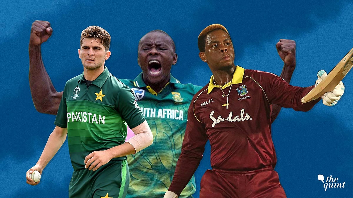 Shaheen Afridi (left), Kagiso Rabada (centre) and Shimron Hetmyer.