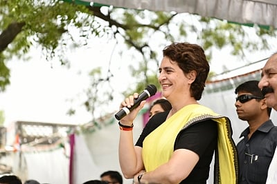 Raebareli: Congress leader Priyanka Gandhi Vadra interacts with people during election campaign in Raebareli, Uttar Pradesh on May 2, 2019. (Photo: IANS)