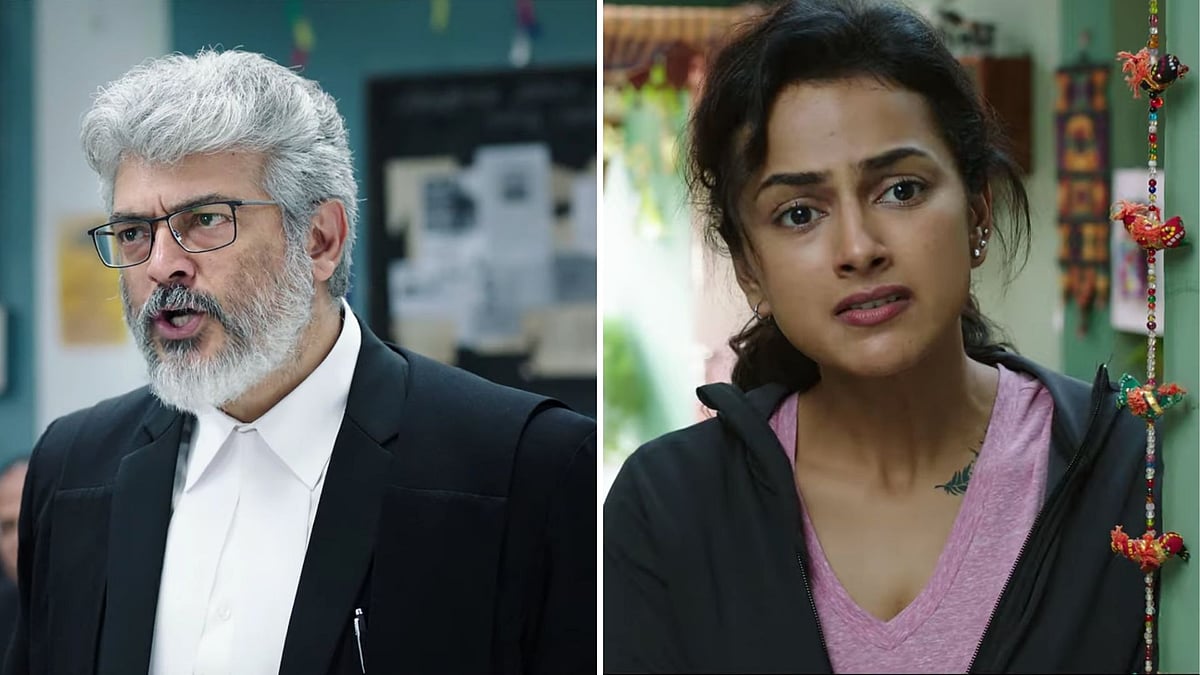 Ajith and Shraddha Srinath in <i>Nerkonda Paarvai</i>, the Tamil remake of <i>Pink</i>.