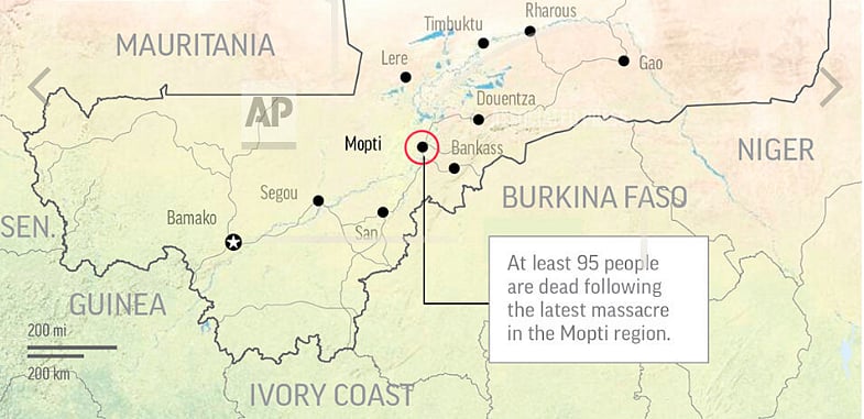 Assailants raided a central Mali village early Monday, 10 June killing at least 95 people in the latest massacre.