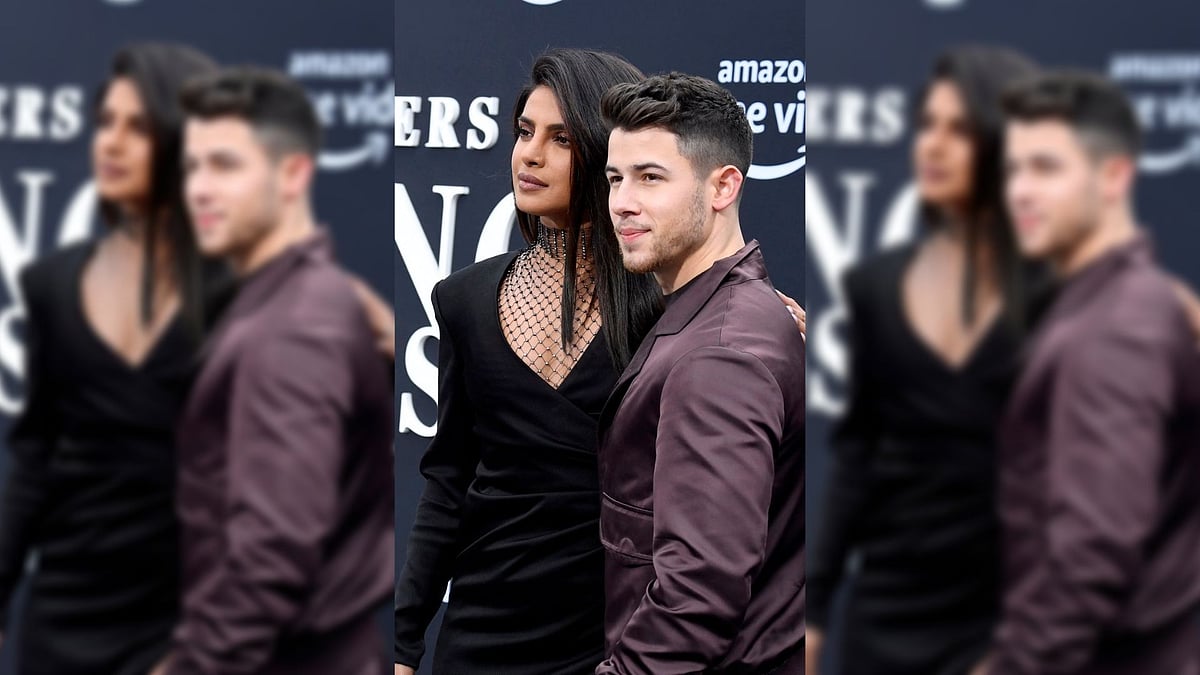 Priyanka Chopra and Nick Jonas at the <i>Chasing Happiness</i> premiere.