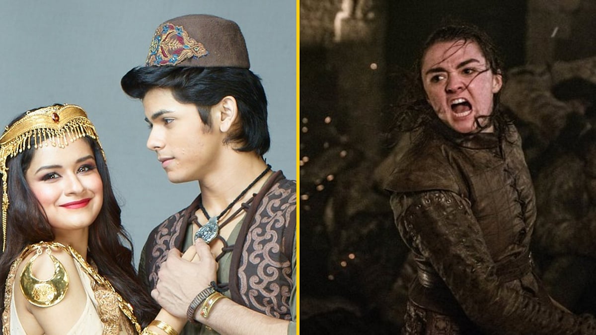 A still from <i>Aladdin</i> (L), a still from <i>Game of Thrones</i> (R).