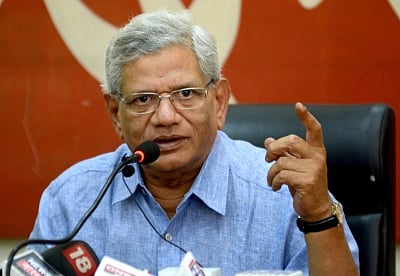 Kolkata: CPI-M General Secretary Sitaram Yechury addresses a press conference, in Kolkata, on June 4, 2019. (Photo: IANS)
