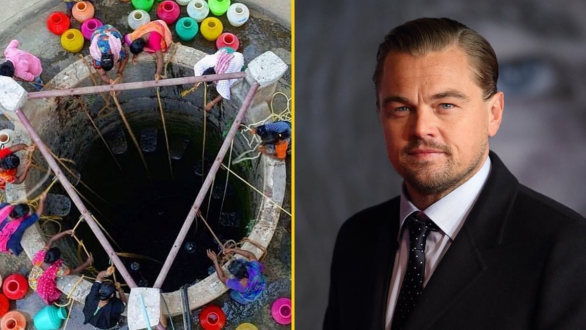A photo of the water crisis in Tamil Nadu (L) from Leonardo DiCaprio (R)‘s Instagram.