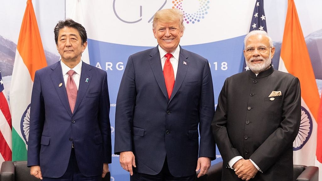 Japan’s Shinzo Abe, US President Donald Trump and Prime Minister Narendra Modi.&nbsp;