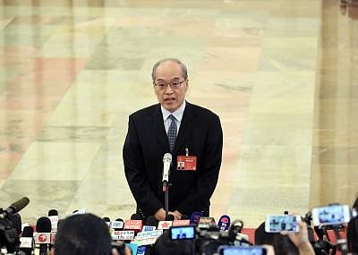 BEIJING, March 12, 2017 (Xinhua) -- Chinese Minister of Justice Zhang Jun receives an interview before the third plenary meeting of the fifth session of the 12th National People