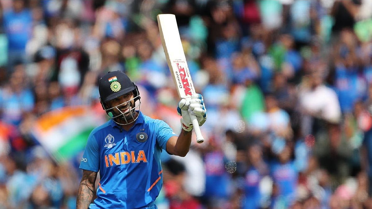 Shikhar Dhawan after completing his 17th ODI ton