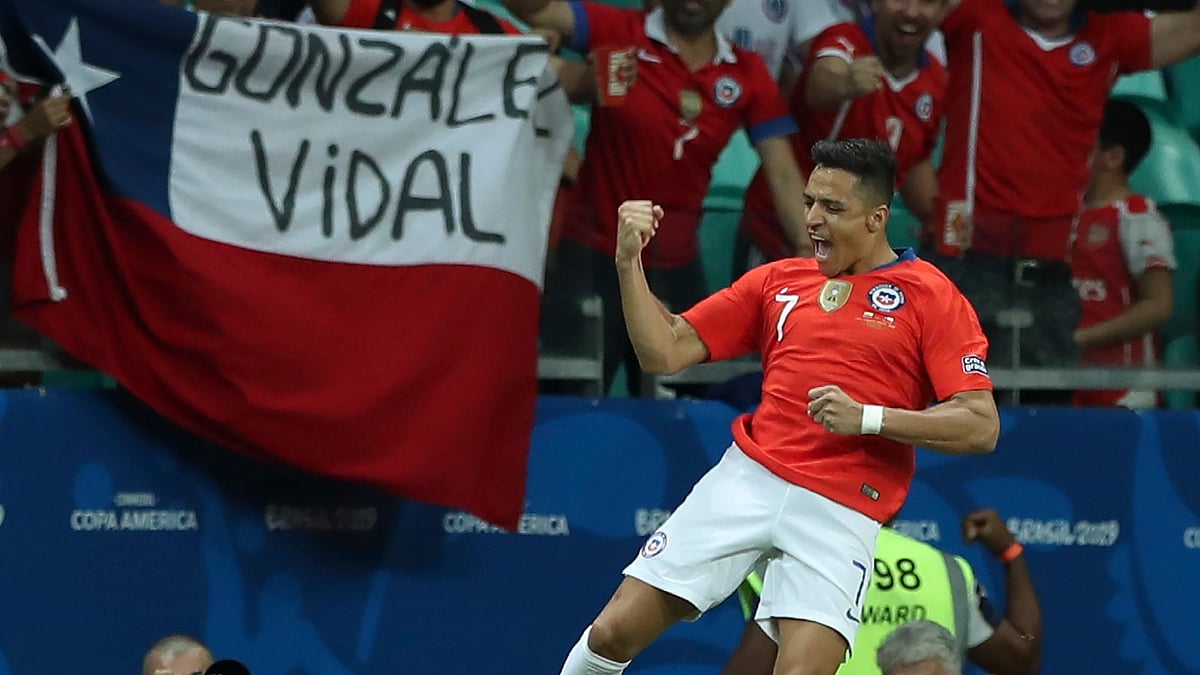 Alexis Sanchez stayed in the game after taking pain pills and scored in the 51st minute