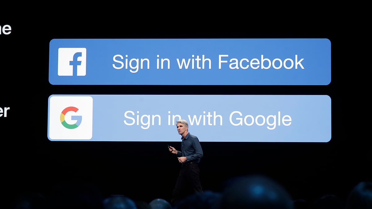 Apple Vice President Craig Federighi explains the Sign in With Apple feature at the WWDC on 4 June 2019.