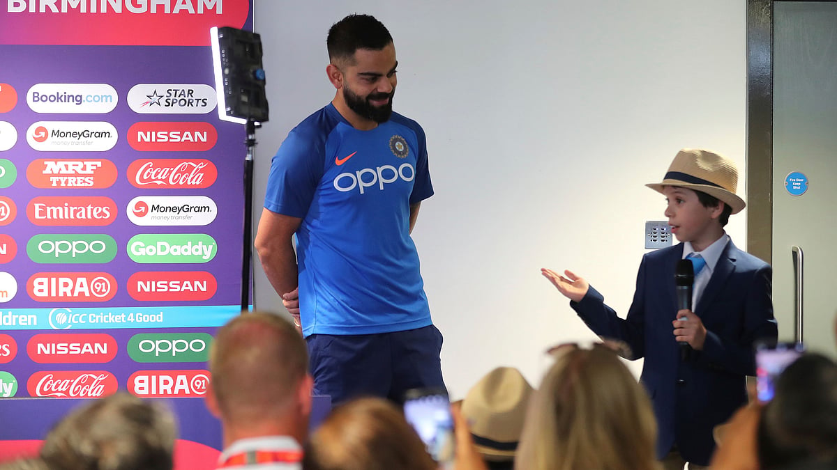 Nine-year old Edward William introduced Virat Kohli before the press conference began.