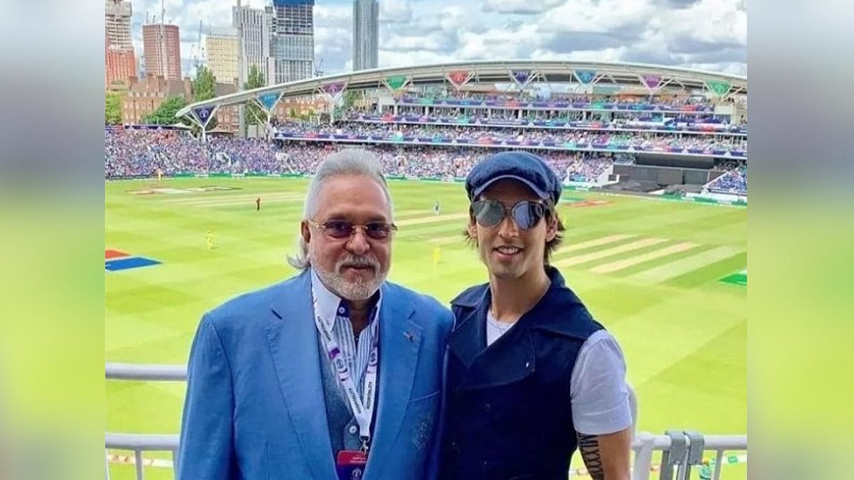 Liquor baron Vijay Mallya with his son Siddharth at The Oval for India versus Australia ICC Cricket World Cup match.