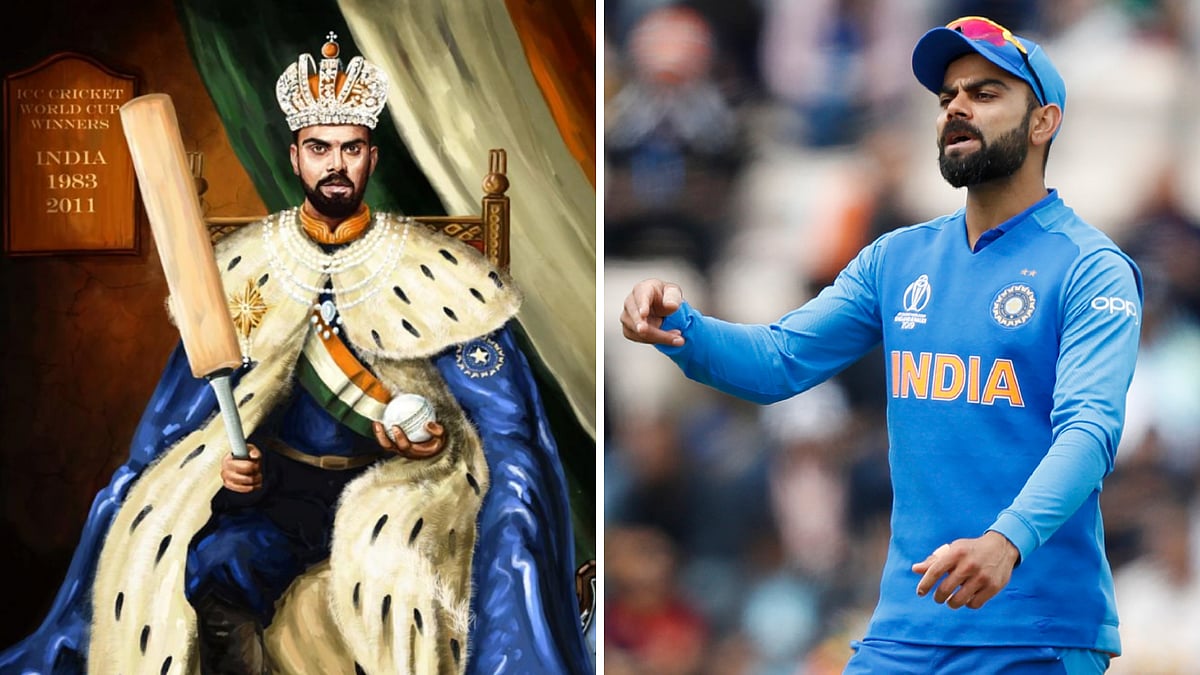 ICC has raised eyebrows by posting an illustration of India skipper Virat Kohli sitting on a throne.