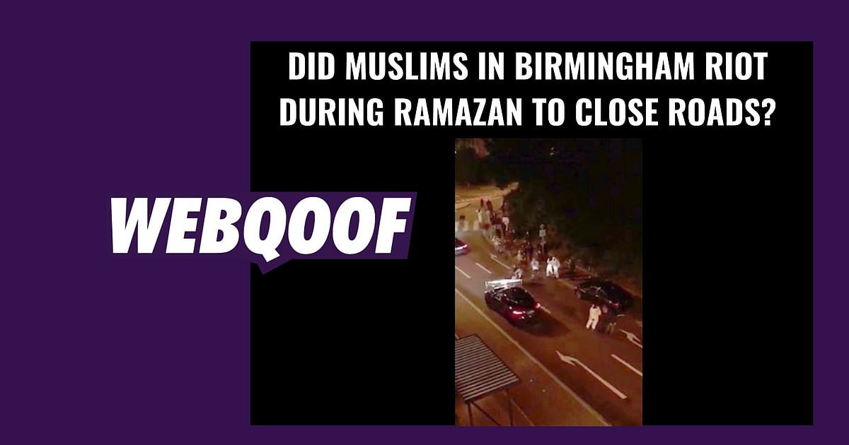 Image accompanying Muslims in Birmingham rioting on the roads because wanted to break their Ramazan fast by eating on the roads.