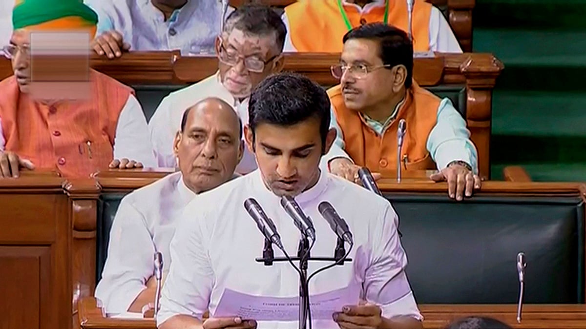 Former cricketer Gautam Gambhir takes oath as Lok Sabha MP.