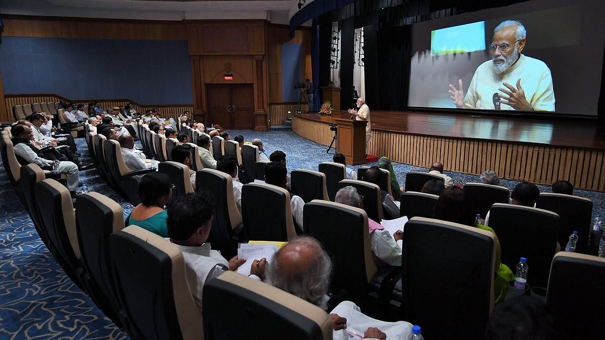 PM Narendra Modi addressing his Council of Ministers.