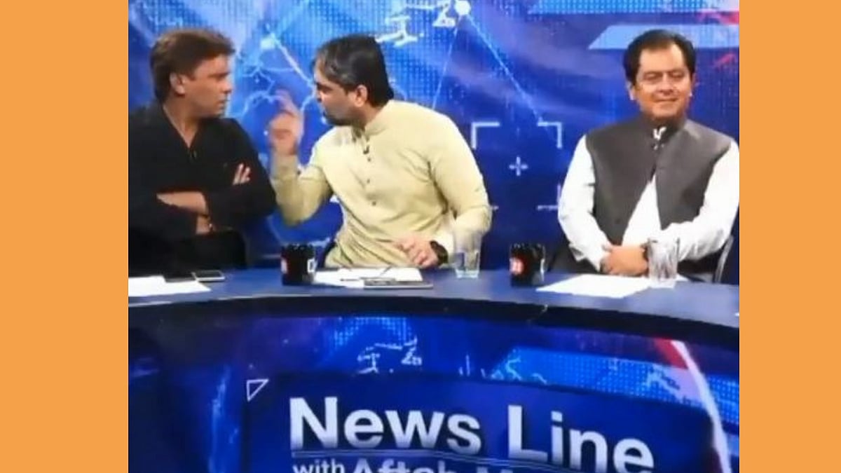 A video of a journalist getting attacked by a Pakistani leader during a TV debate has gone massively viral online.