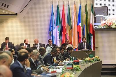 VIENNA, July 1, 2019 (Xinhua) -- A meeting of the Organization of the Petroleum Exporting Countries (OPEC) is held in Vienna, Austria, July 1, 2019. The OPEC and non-OPEC oil producers agreed here on Monday to extend the output cut by nine months. (Xinhua/Guo Chen/IANS)