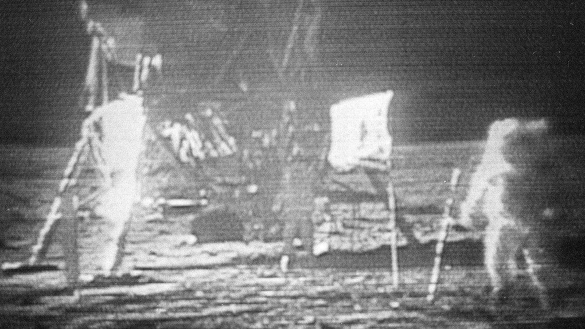 Still from the first moon landing. 