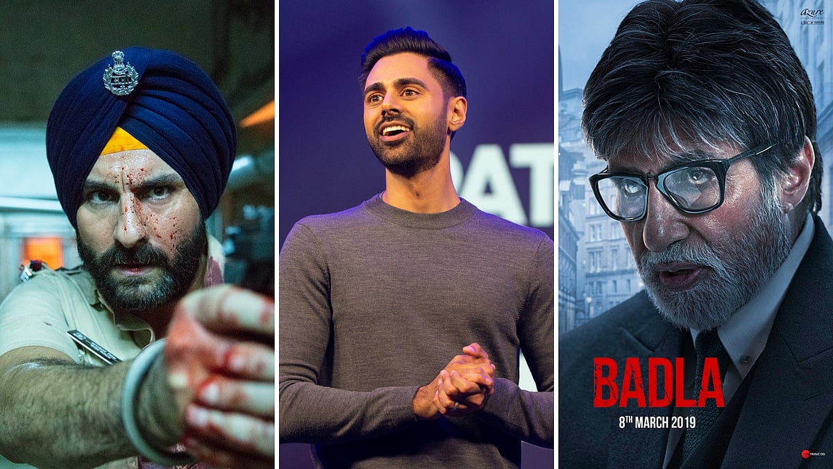Images from <i>Sacred Games</i>, <i>Patriot Act</i> and <i>Badla</i>.
