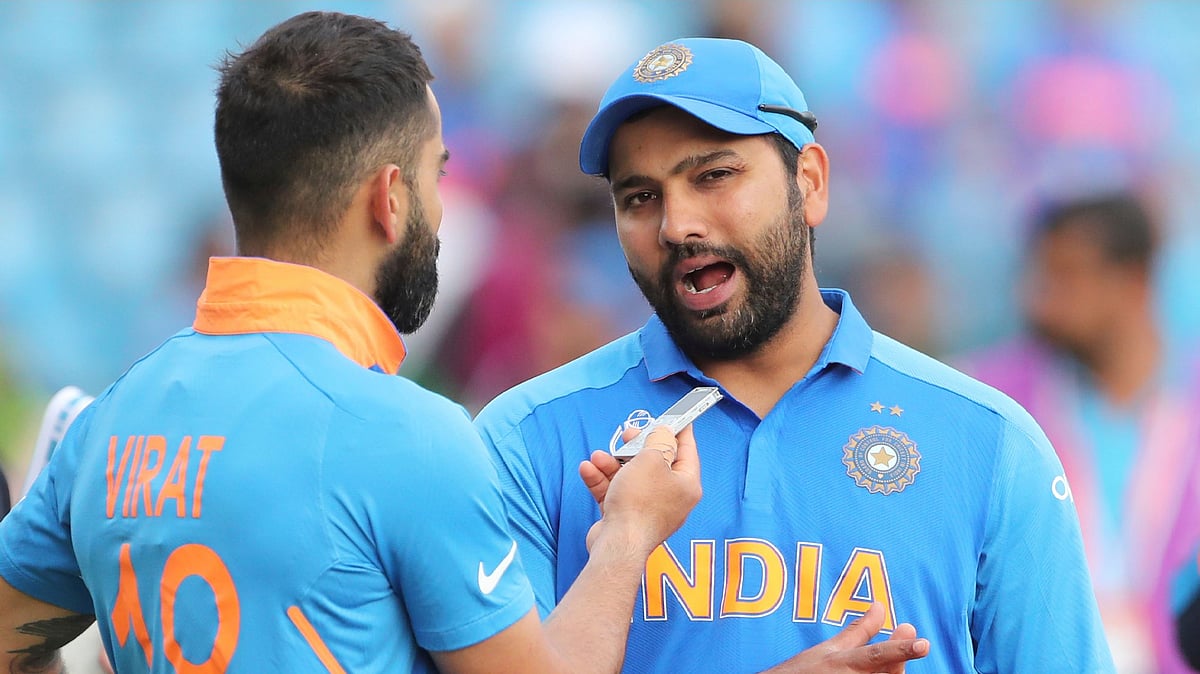 Kohli interviewed Rohit after India won the game against Sri Lanka at Leeds.