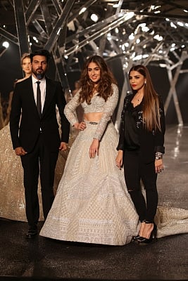 New Delhi: Actress Sara Ali Khan walks the ramp for designer Falguni Shane Peacock at India Couture Week 2019 in New Delhi, on July 26, 2019.