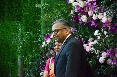 Mumbai: Tata Group Chairman Natarajan Chandrasekaran at the wedding festivities of Akash Ambani and Shloka Mehta in Mumbai on March 9, 2019. (Photo: IANS)