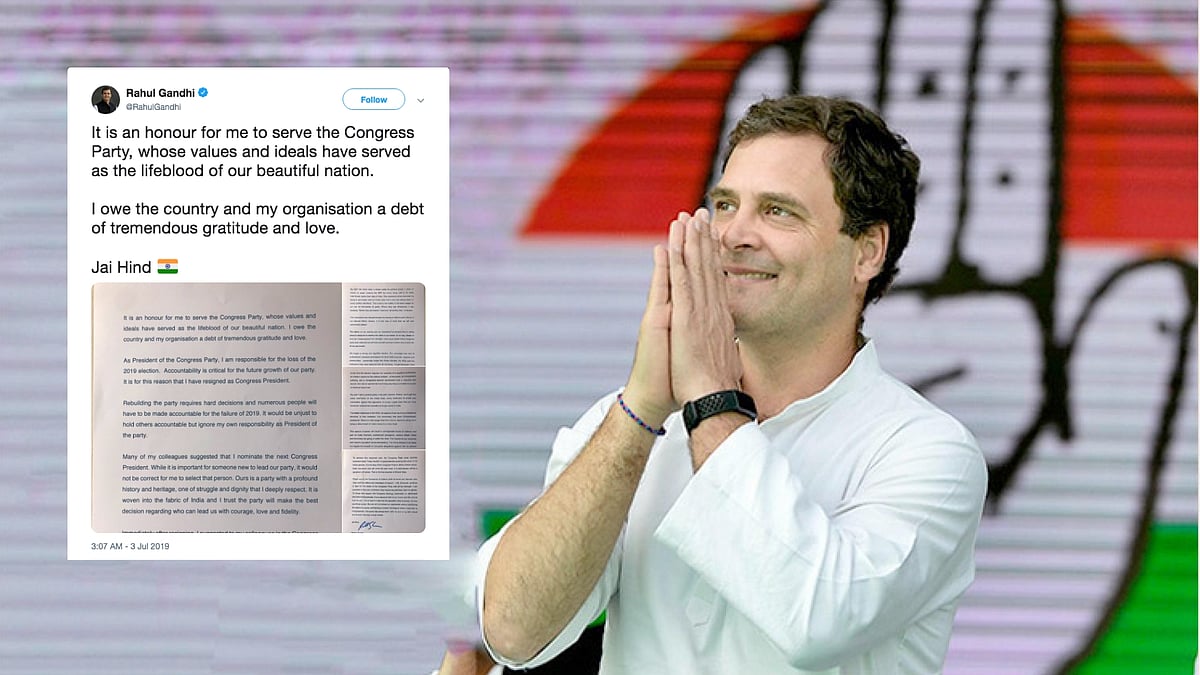 Rahul Gandhi resigned as Congress President on Wednesday, 3 July. 