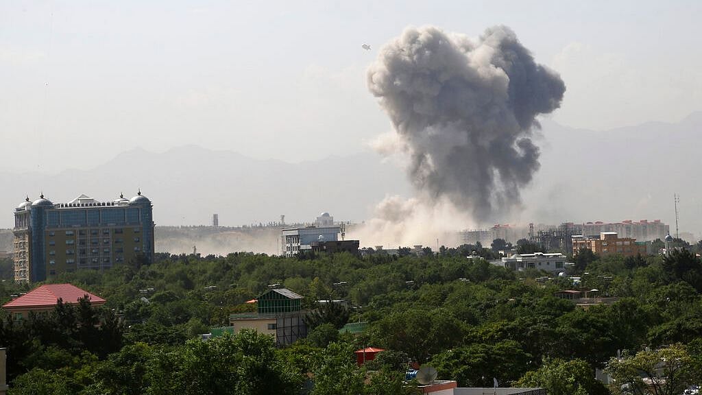 Smokes rises after a huge explosion in Kabul on Monday, 1 July. 