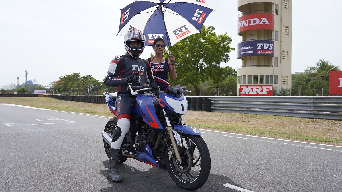 At the starting grid of the Madras Motorsport Race Track in Chennai.&nbsp;